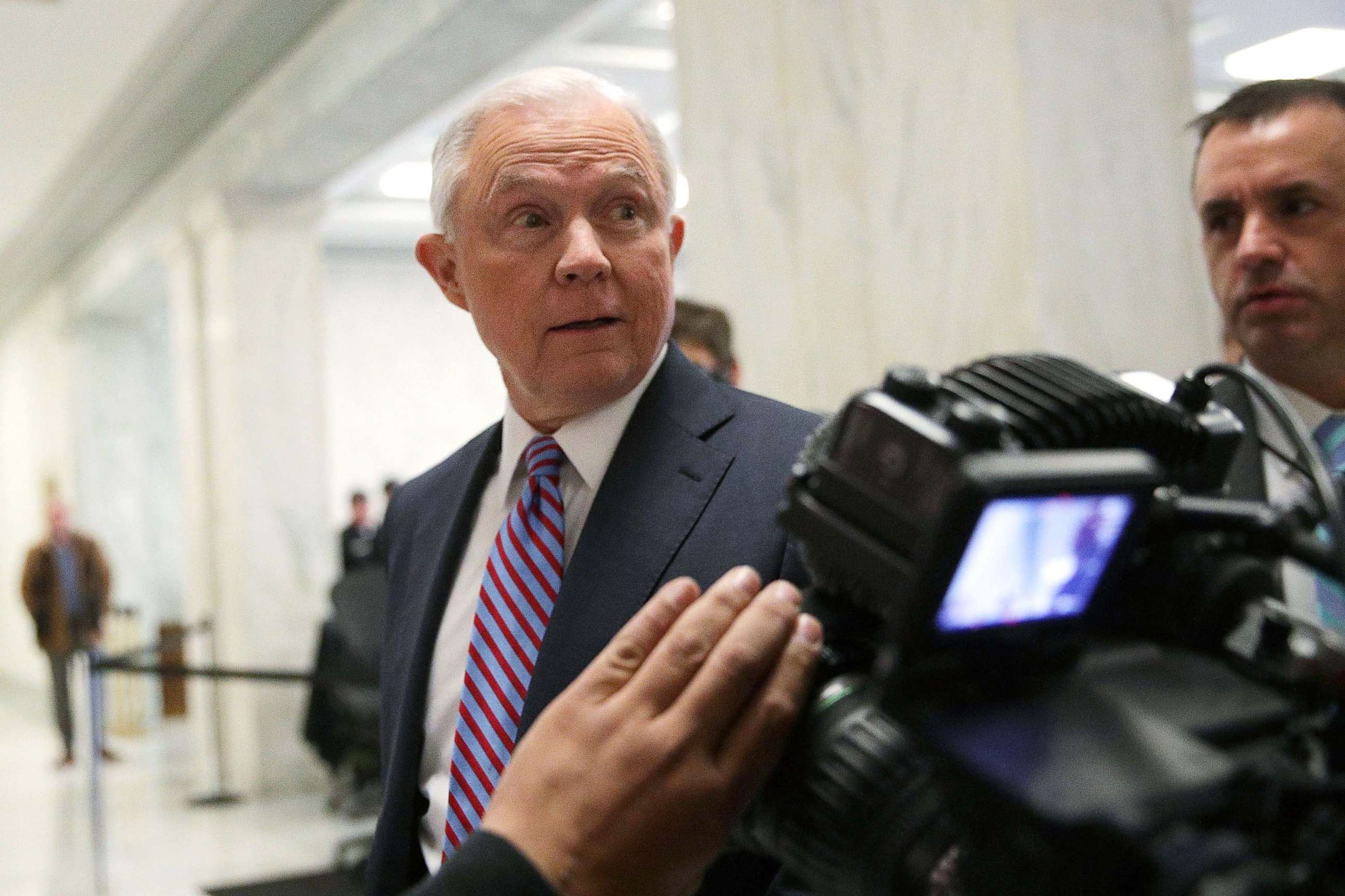 PHOTO: U.S. Attorney General Jeff Sessions arrives on Capitol Hill for a hearing before the House Judiciary Committee, Nov. 14, 2017, in Washington.