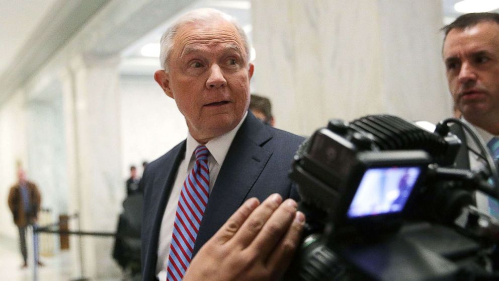 U.S. Attorney General Jeff Sessions arrives on Capitol Hill for a hearing before the House Judiciary Committee, Nov. 14, 2017, in Washington. Sessions is expected to face questions from lawmakers again on whether he had contacts with Russians during the presidential campaign last year.  