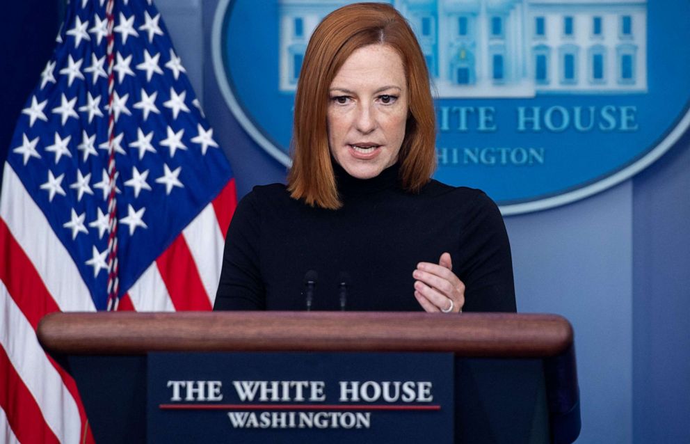 PHOTO: White House Press Secretary Jen Psaki holds a press briefing in the Brady Press Briefing Room of the White House in Washington, D.C., Sept. 10, 2021.