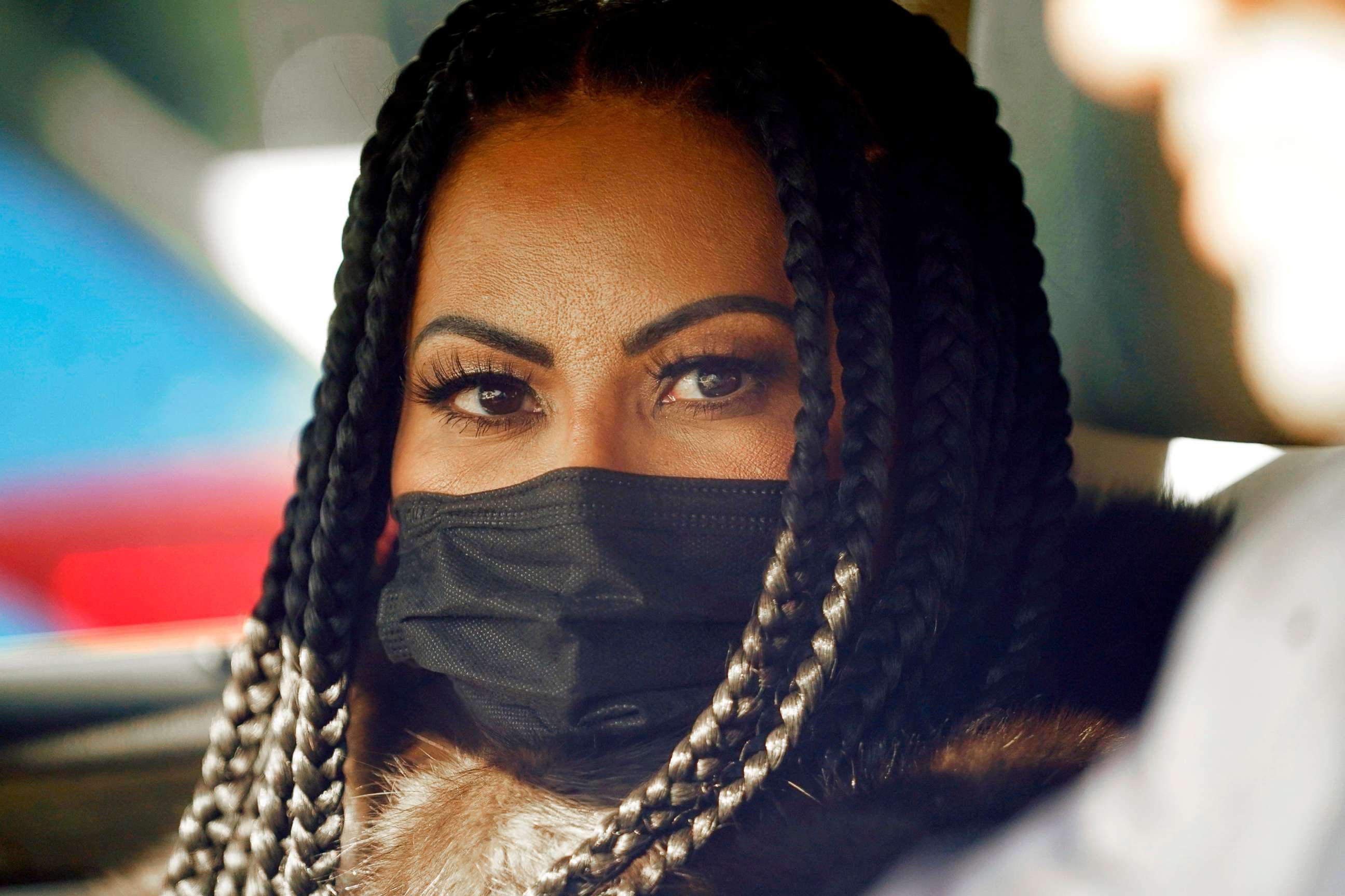 PHOTO: Jen Shah, a cast member from the reality TV series "The Real Housewives of Salt Lake City" looks on while being driven from the federal courthouse on March 30, 2021 in Salt Lake City.  