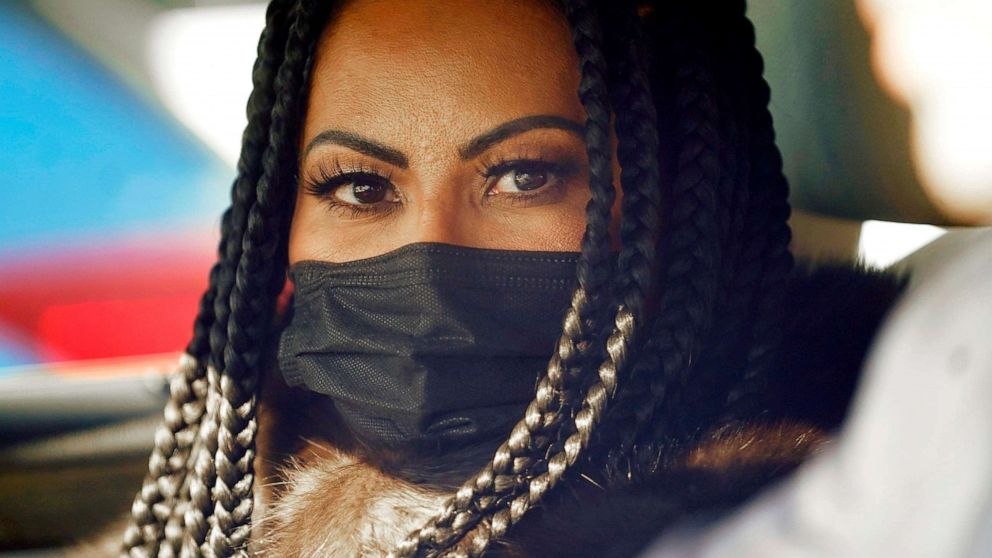 PHOTO: Jen Shah, a cast member from the reality TV series "The Real Housewives of Salt Lake City" looks on while being driven from the federal courthouse on March 30, 2021 in Salt Lake City.  