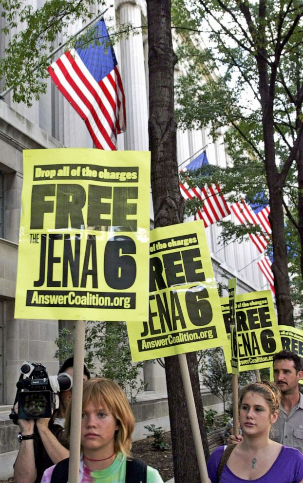 PHOTO: Jena Six supporters demonstrate in Washington, D.C, Oct. 2, 2007, saying their civil rights have been grossly violated and demanding that all charges against them be dropped.