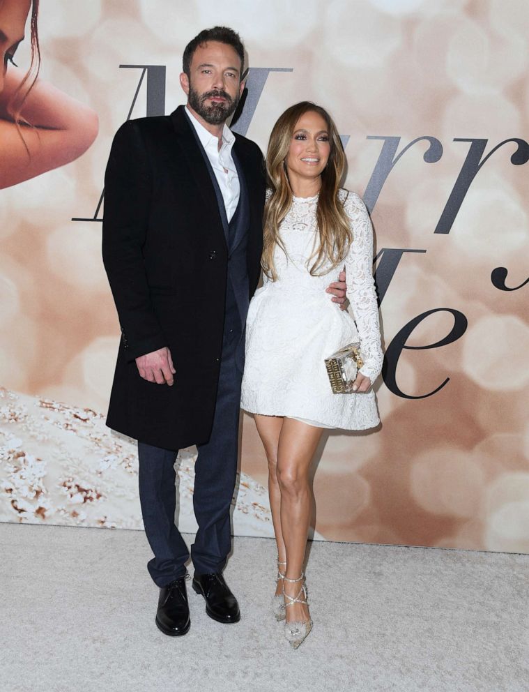PHOTO: Ben Affleck and Jennifer Lopez arrive for the screening Of "Marry Me", Feb. 8, 2022, in Los Angeles.