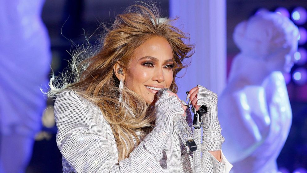 PHOTO: Jennifer Lopez performs in Times Square, Dec. 31, 2020, in New York City. 