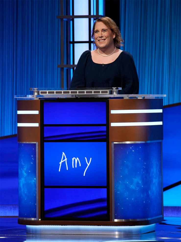 PHOTO: Amy Schneider appears on an episode of the game show Jeopardy! that aired Jan. 7, 2022.
