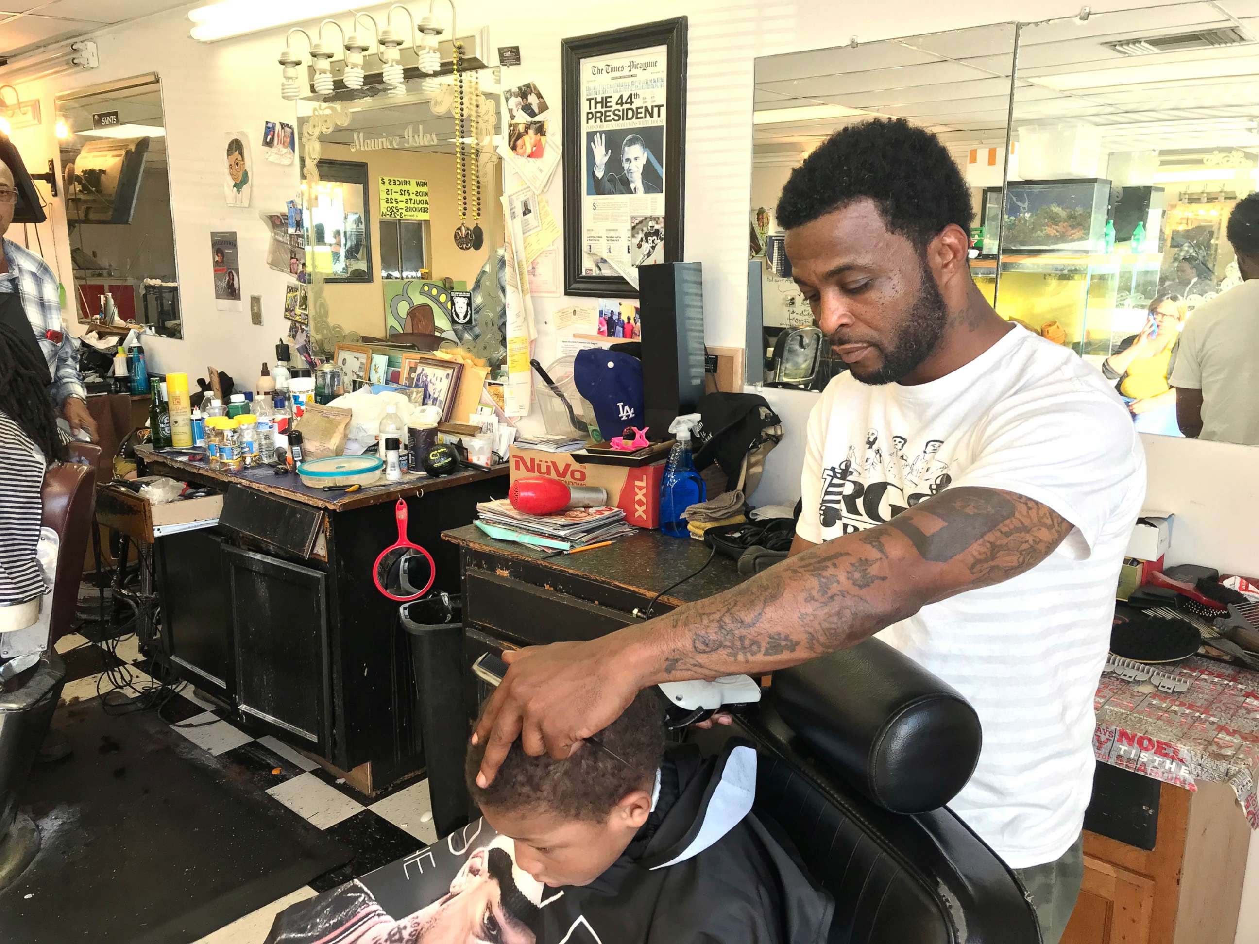 PHOTO: Jerome Morgan is now renting a chair in a barbershop in New Orleans, but he hopes to own his own shop someday.