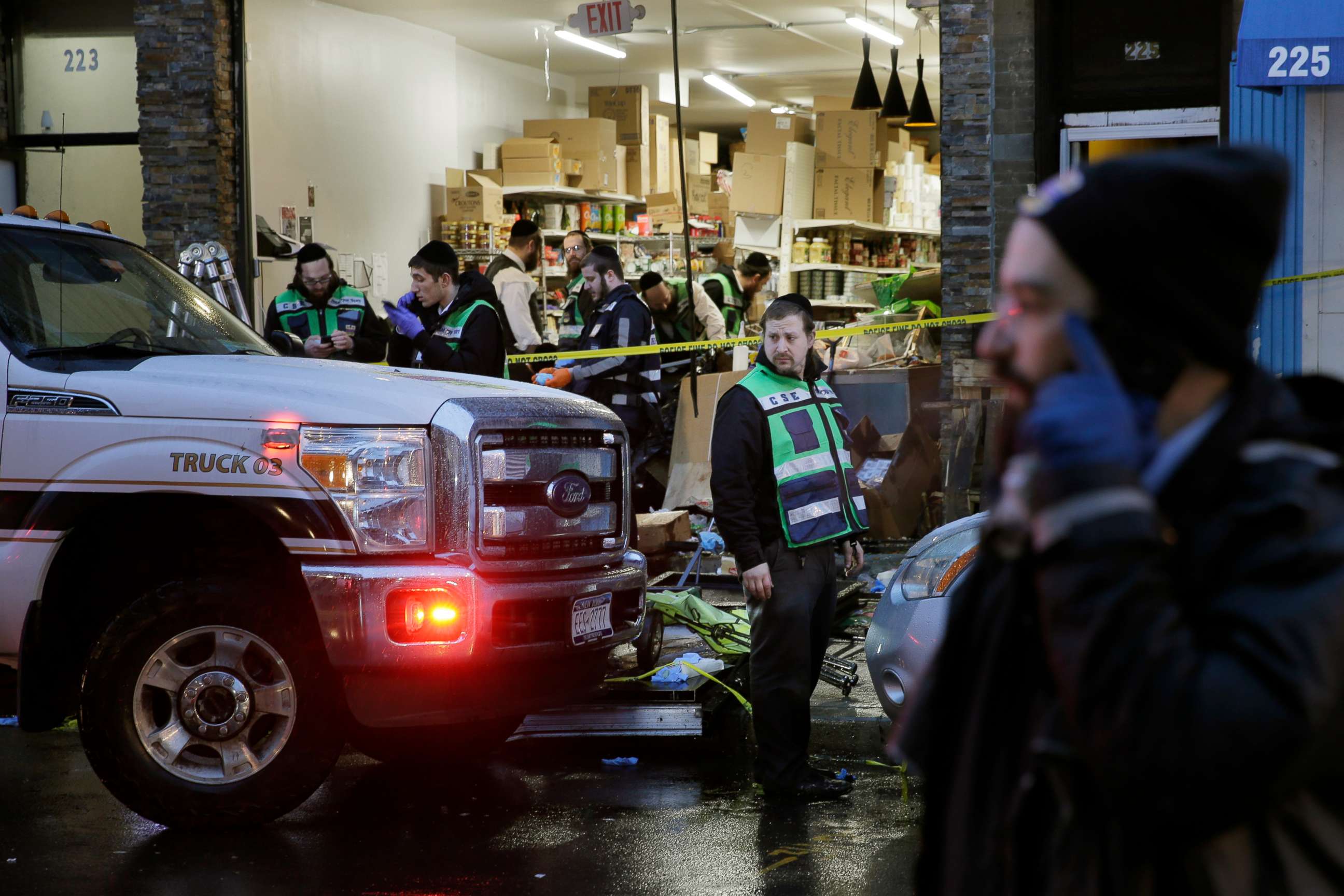 PHOTO: Emergency responders work at a kosher supermarket, the day after a shooting in Jersey City, N.J., Dec. 11, 2019.