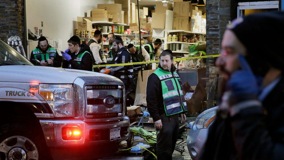 PHOTO: Emergency responders work at a kosher supermarket, the day after a shooting in Jersey City, N.J., Dec. 11, 2019.