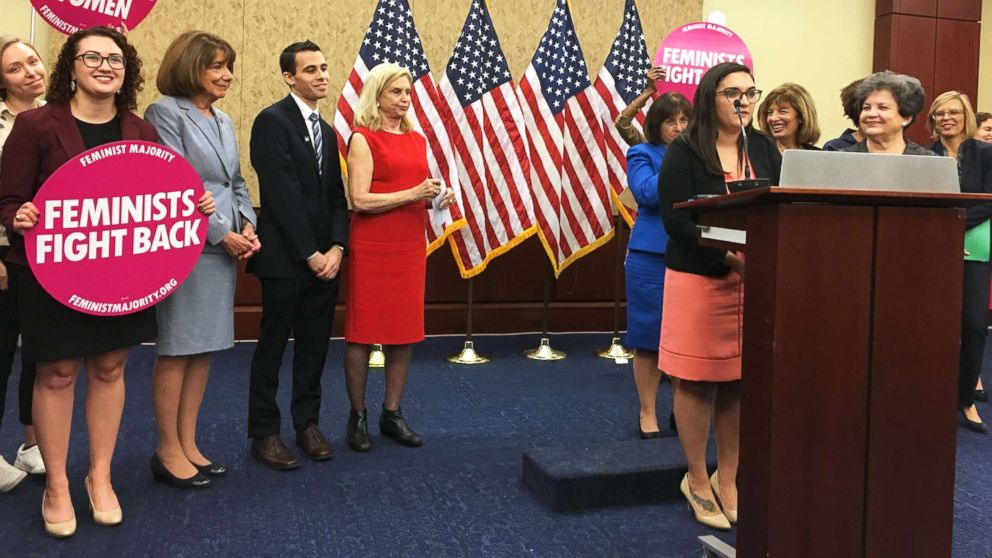 PHOTO: Jess Davidson, the interim executive director of End Rape on Campus, speaks in front of congress at an event introducing the Title IX Protection Act.