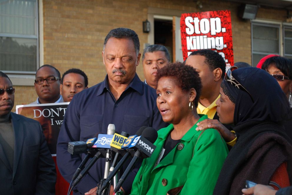 PHOTO: Civil rights leader Jesse Jackson stands with Rose Braxton at a rally on Chicago's South Side calling for action after Braxton's nephew, Derrion Albert, 16, was beaten to death in a massive after school brawl, Sept. 30, 2009.