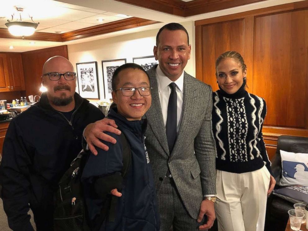 PHOTO: Jesse Quist is shown here with his father, Paul, and MLB great Alex Rodriguez and pop icon Jennifer Lopez.