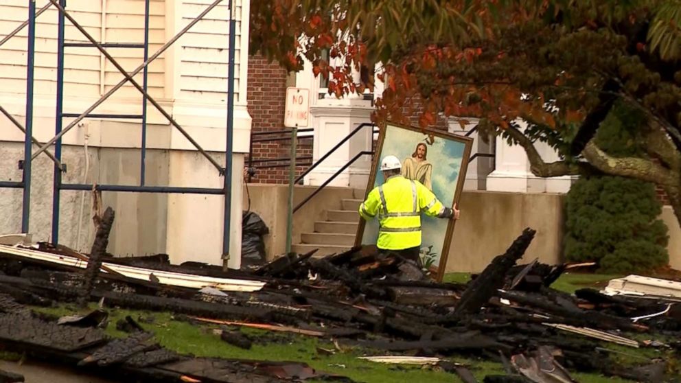 PHOTO: A painting of Jesus Christ survived a fire that destroyed the First Baptist Church in Wakefield, Massachusetts.