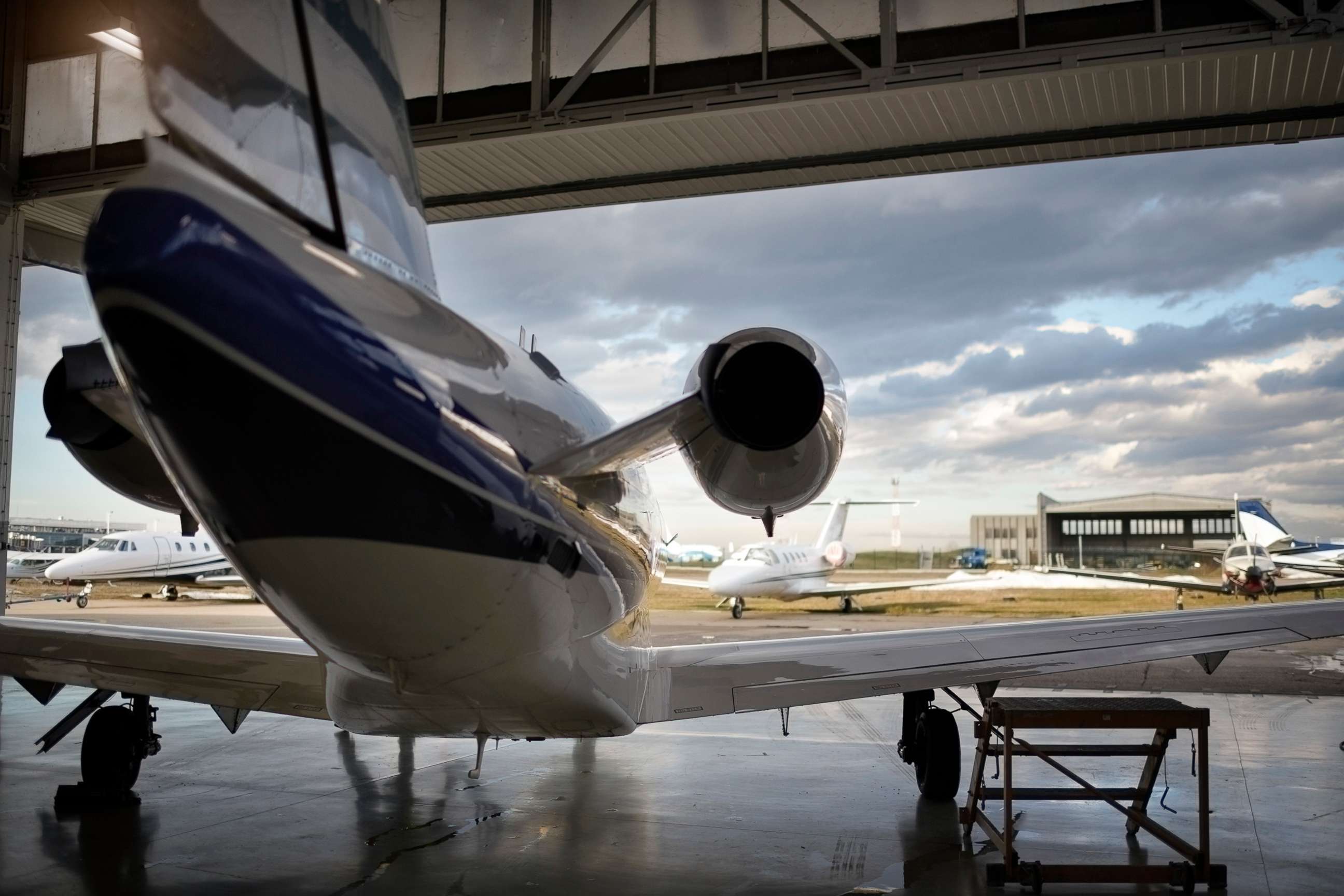 PHOTO: A private jet aircraft in a hangar in an undated stock photo.