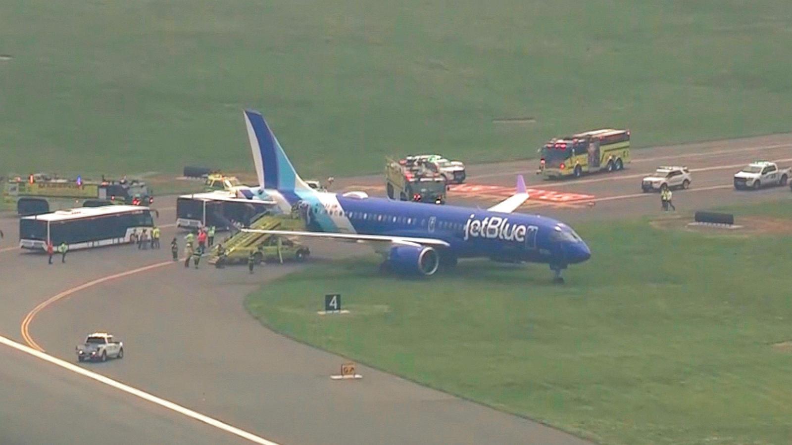 JetBlue flight rolls into grass after landing at Boston’s Logan airport