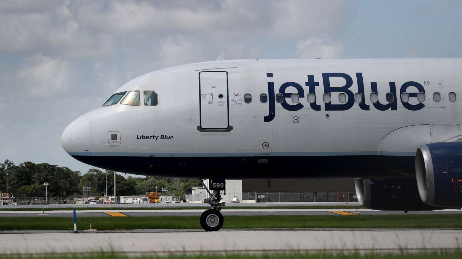 PHOTO: A JetBlue plane prepares to take off from the Fort Lauderdale-Hollywood International Airport on July 16, 2020, in Fort Lauderdale, Fla.