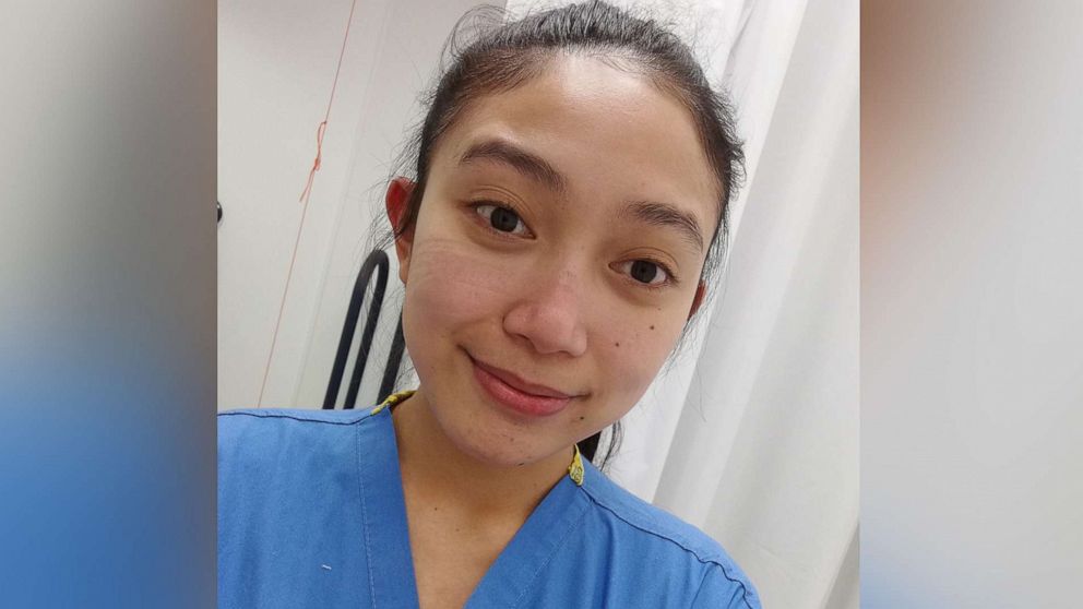 PHOTO: Jhoanna Buendia, an intensive-care unit nurse in England pictured in an undated handout photo, said she was scared to return to work after the death of her aunt.