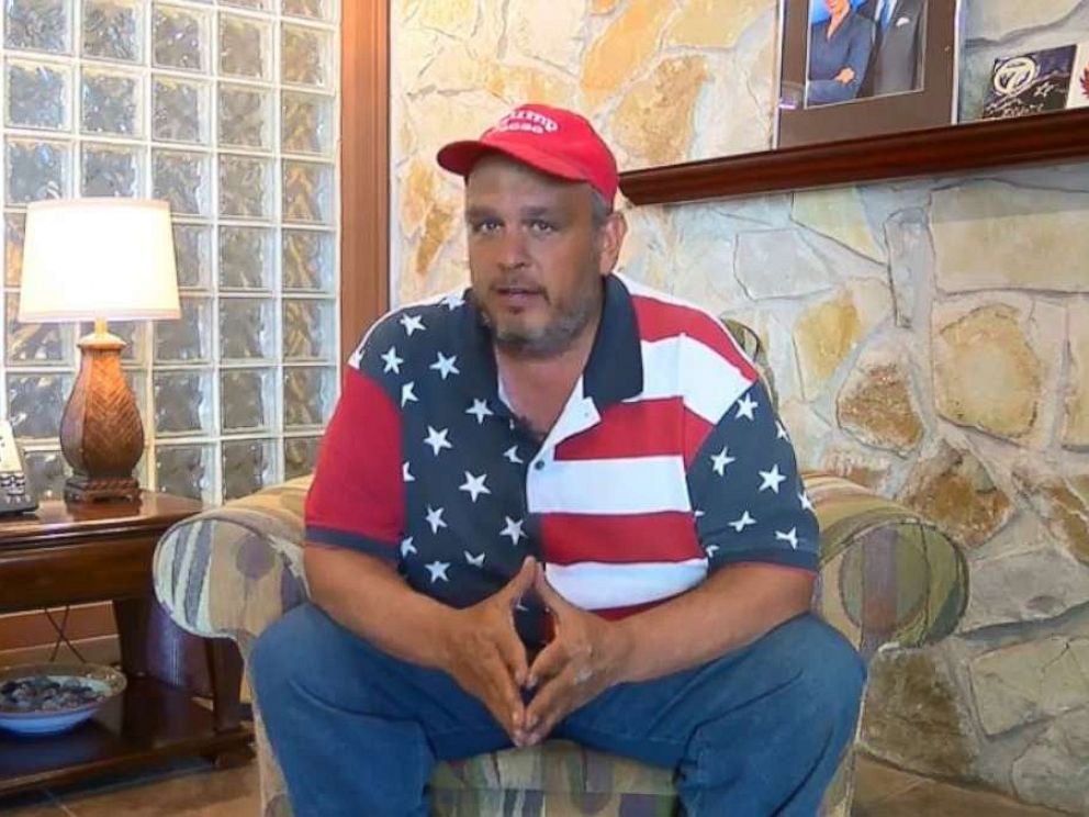 PHOTO: Jim Benvie, spokesperson for The United Constitutional Patriots, speaks to El Paso, Texas, ABC affiliate KVIA about the arrest of the groups leader, Larry Hopkins, on Saturday, April 20, 2019.