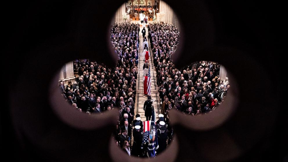 PHOTO: The remains of former President Jimmy Carter arrive at the Washington National Cathedral in Washington for a State Funeral Service, Jan. 9, 2025.