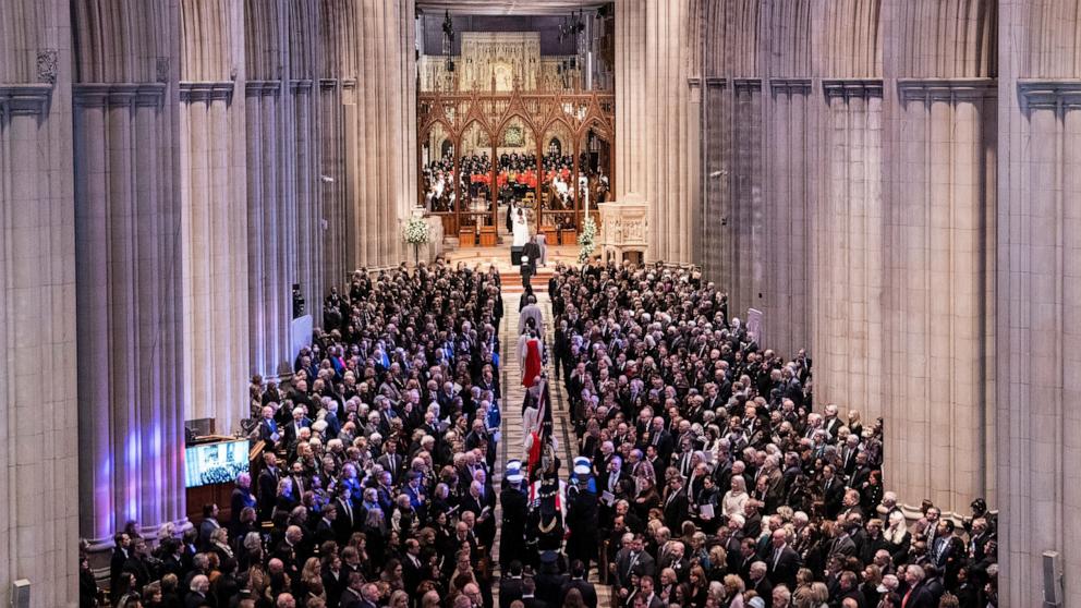 PHOTO: The remains of former President Jimmy Carter arrive at the Washington National Cathedral in Washington for a State Funeral Service, Jan. 9, 2025.
