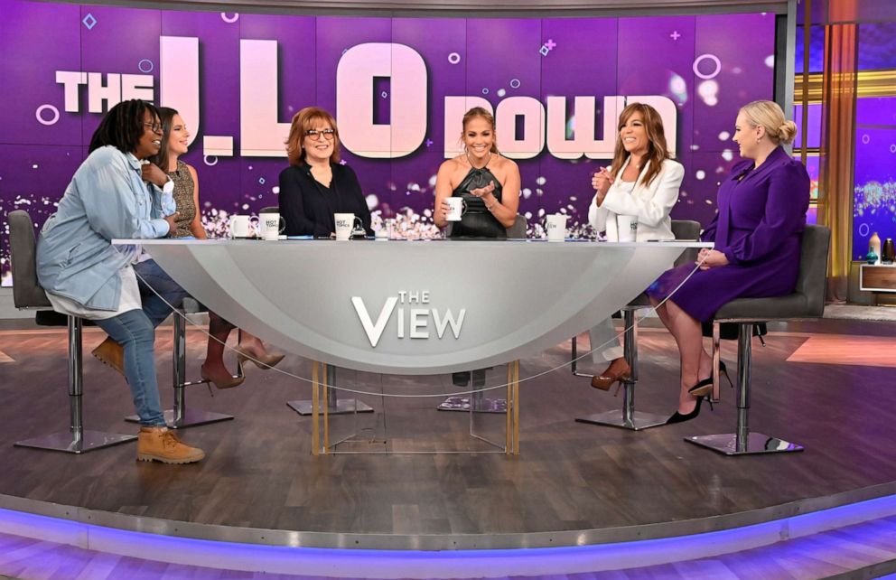 PHOTO: Jennifer Lopez plays "The J.LoDown" game with "The View" co-hosts Whoopi Goldberg, Abby Huntsman, Joy Behar, Sunny Hostin, and Meghan McCain, Sept. 12, 2019.