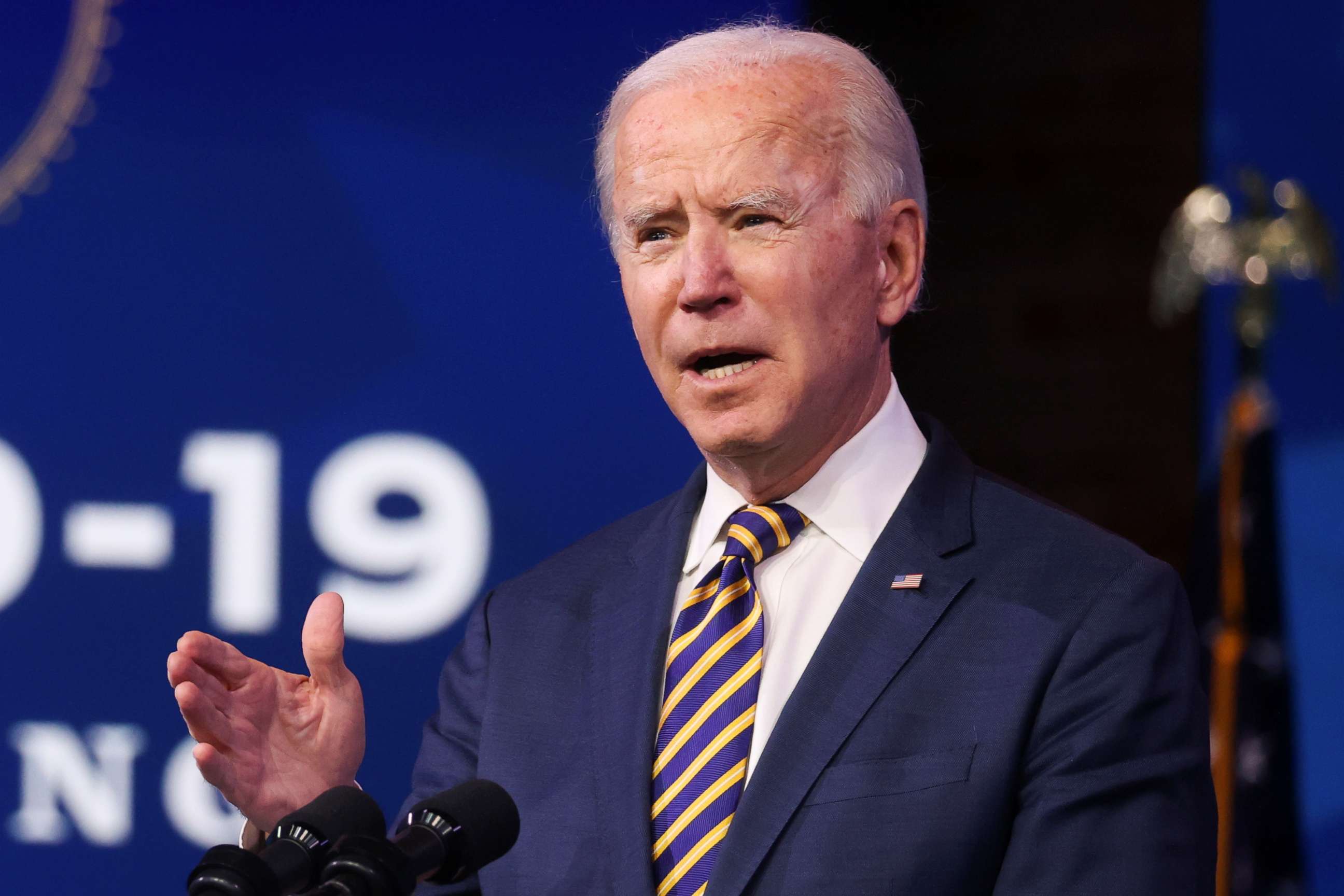 PHOTO: President-elect Joe Biden delivers remarks on the country's response to the coronavirus disease outbreak, at his transition headquarters in Wilmington, Del., Dec. 29, 2020.