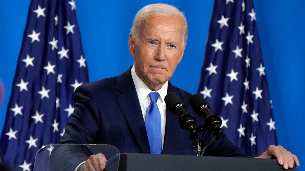 PHOTO: President Joe Biden speaks at a news conference July 11, 2024, in Washington. 