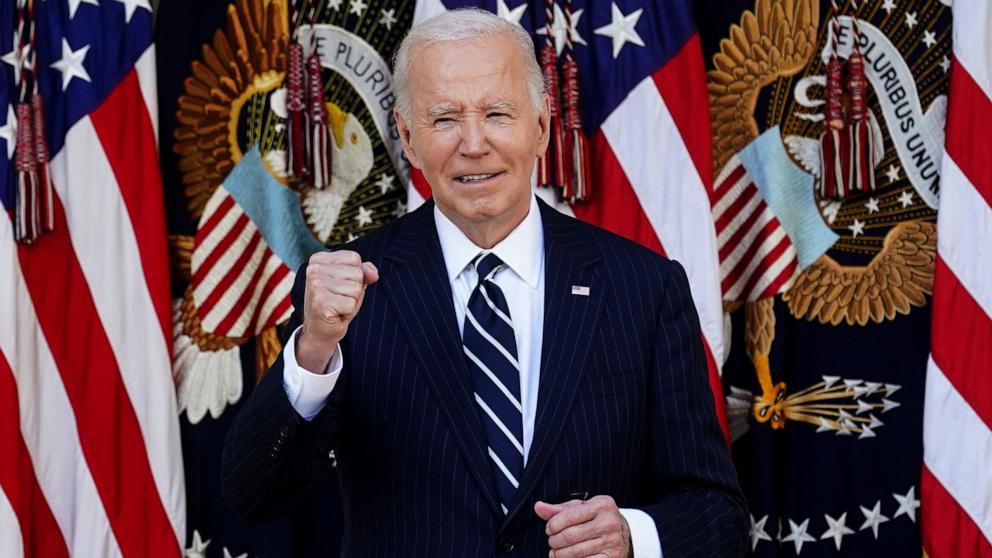 PHOTO: President Joe Biden delivers remarks on the 2024 election results and the upcoming presidential transition of power, in the Rose Garden of the White House in Washington, Nov. 7, 2024.