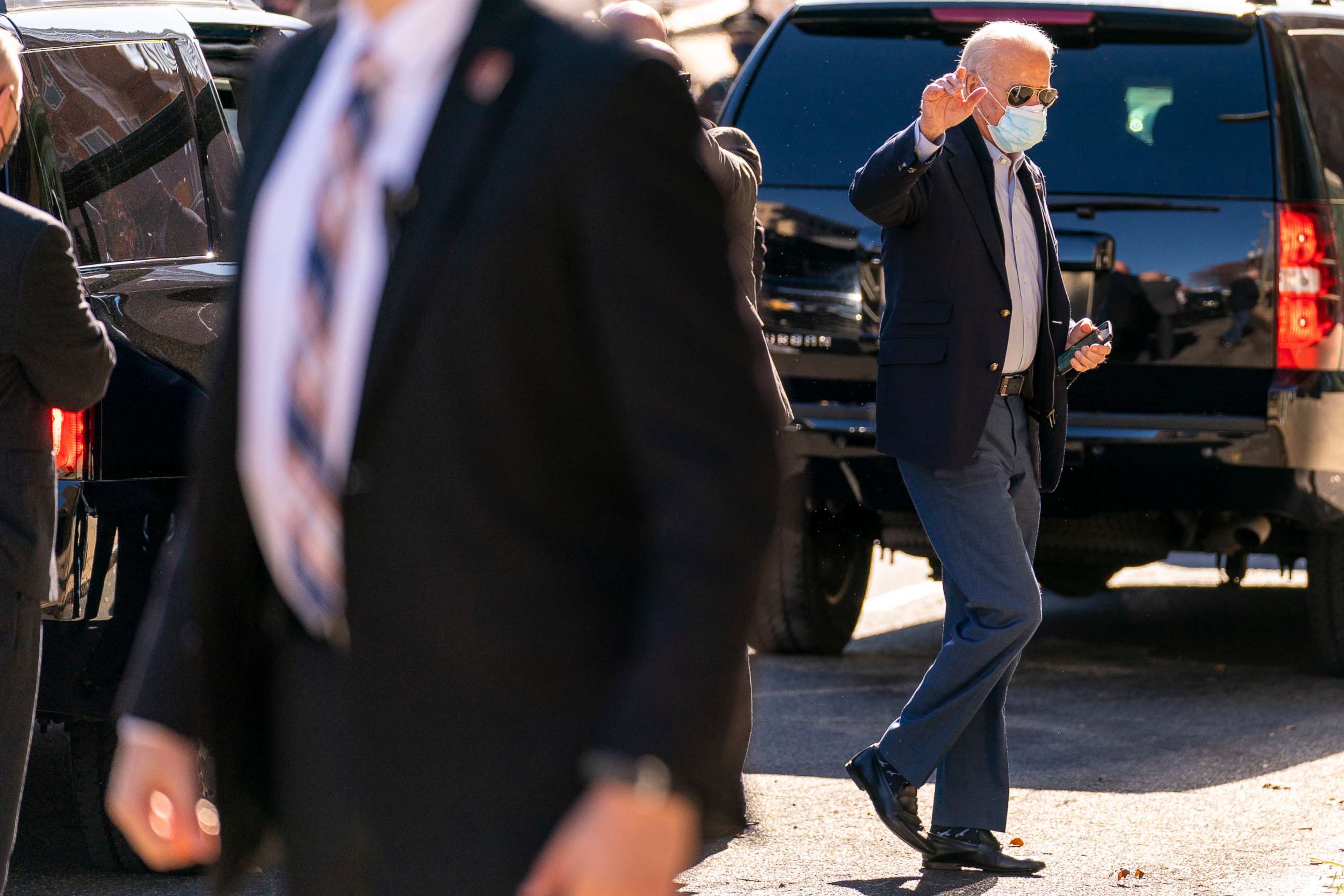 PHOTO: President-elect Joe Biden arrives at The Queen theater, Wednesday, Nov. 18, 2020, in Wilmington, Del.