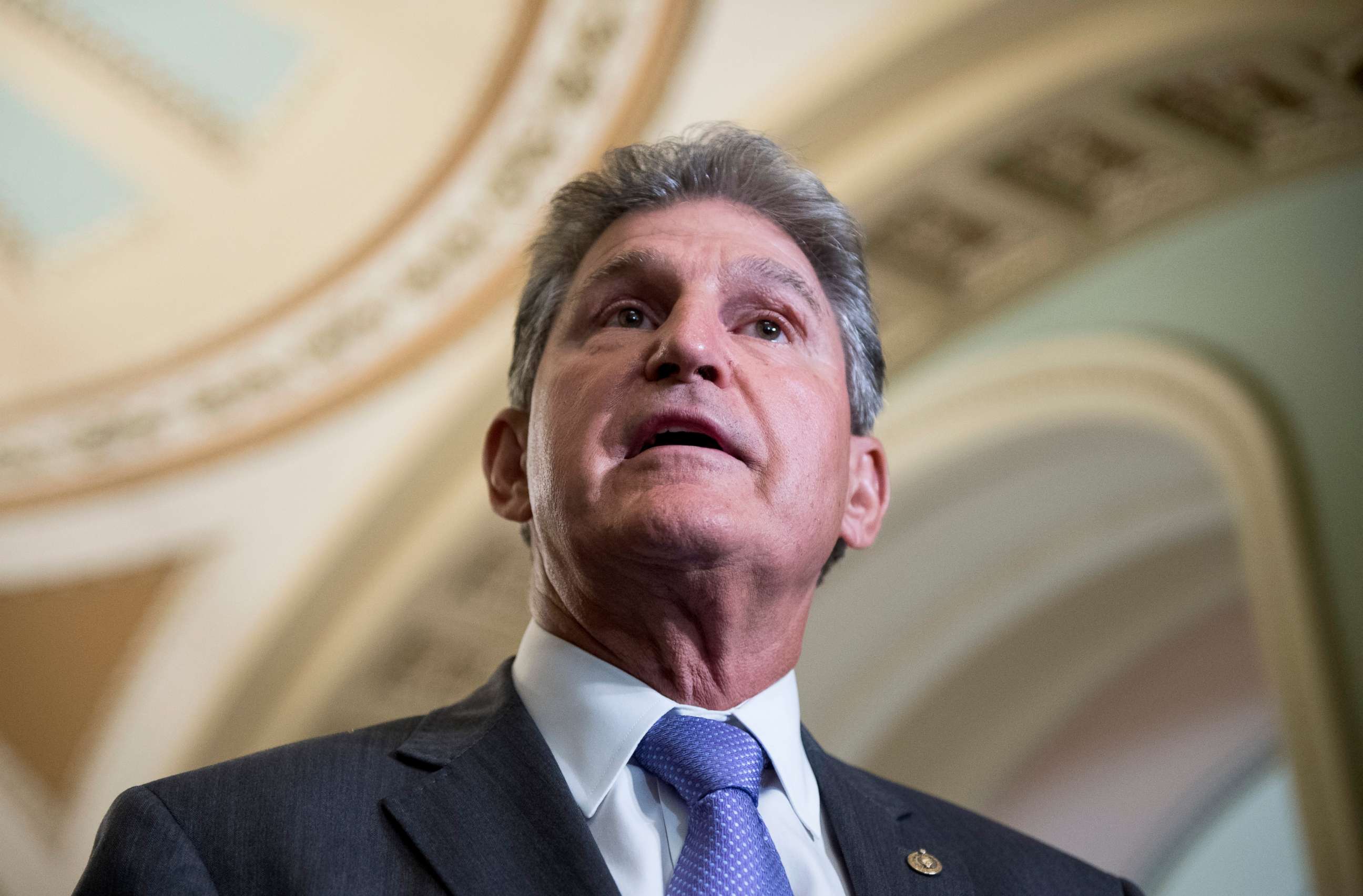 PHOTO: Sen. Joe Manchin speaks during a news conference after the Senate Democrats policy lunch at the Capitol, July 9, 2019.