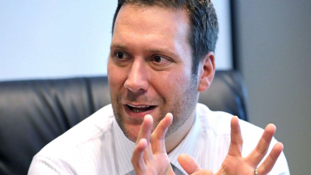 PHOTO: Former Seminole County tax collector Joel Greenberg talks to the Orlando Sentinel during an interview at his office in Lake Mary, Fla., in Sept., 2019. 