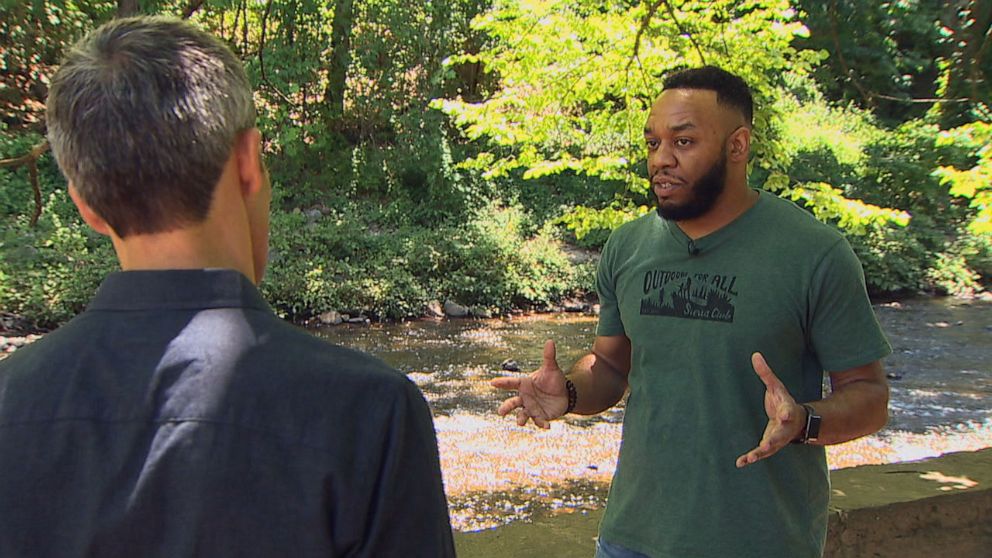 PHOTO: Associate Director of Sierra Club Outdoors Joel Pannell discusses the program with ABC Senior Washington Reporter Devin Dwyer on June 24, 2020.