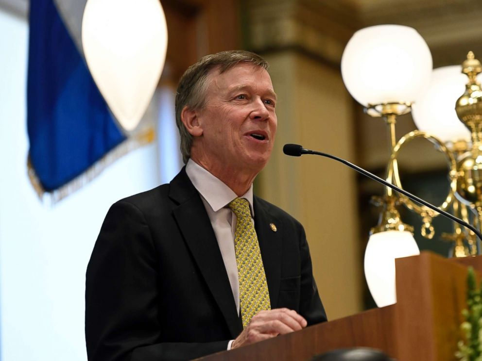 PHOTO: Governor John Hickenlooper delivers the Colorado State of the State address at the Colorado State Capitol, Jan. 11, 2018 in Denver, Colo.