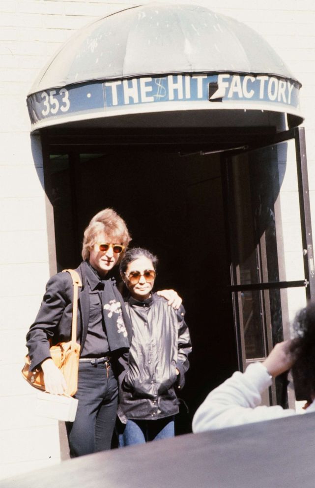 PHOTO: John Lennon and Yoko Ono pose for a photo outside the Hit factory recording studio on Sept. 18, 1980, in New York.