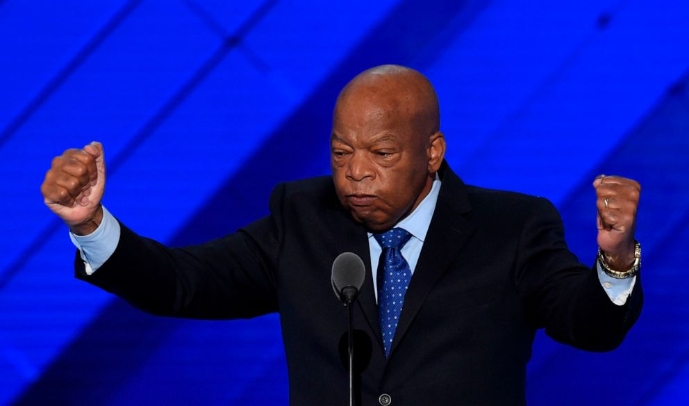 PHOTO: Rep. John Lewis speaks at the Democratic National Convention at the Wells Fargo Center in Philadelphia, July 26, 2016.