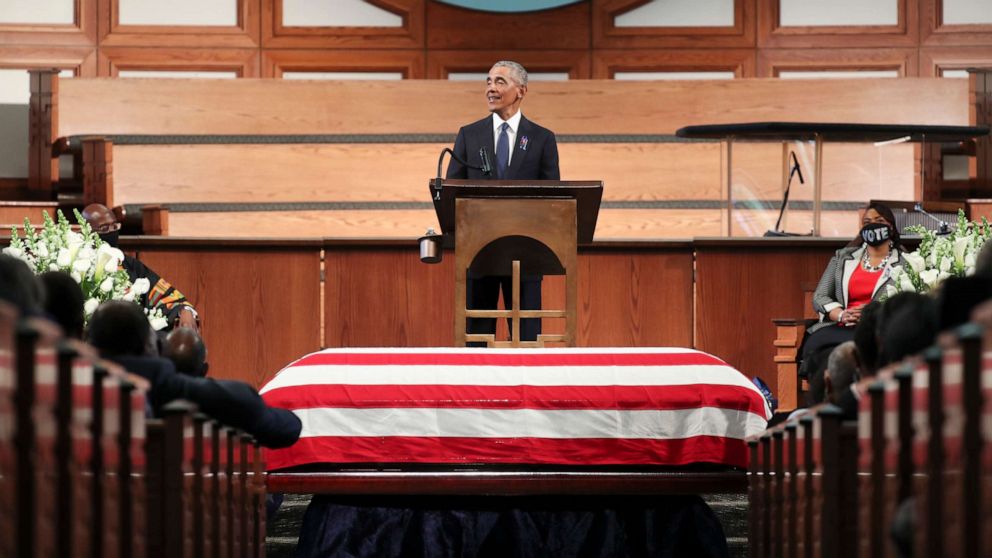 Former Presidents George W. Bush and Bill Clinton also attended the service.
