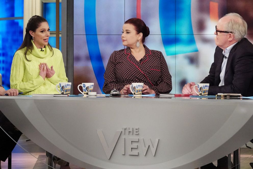 PHOTO: "The View" co-host Abby Huntsman and actor John Lithgow discuss the film "Bombshell" on Dec. 6, 2019.