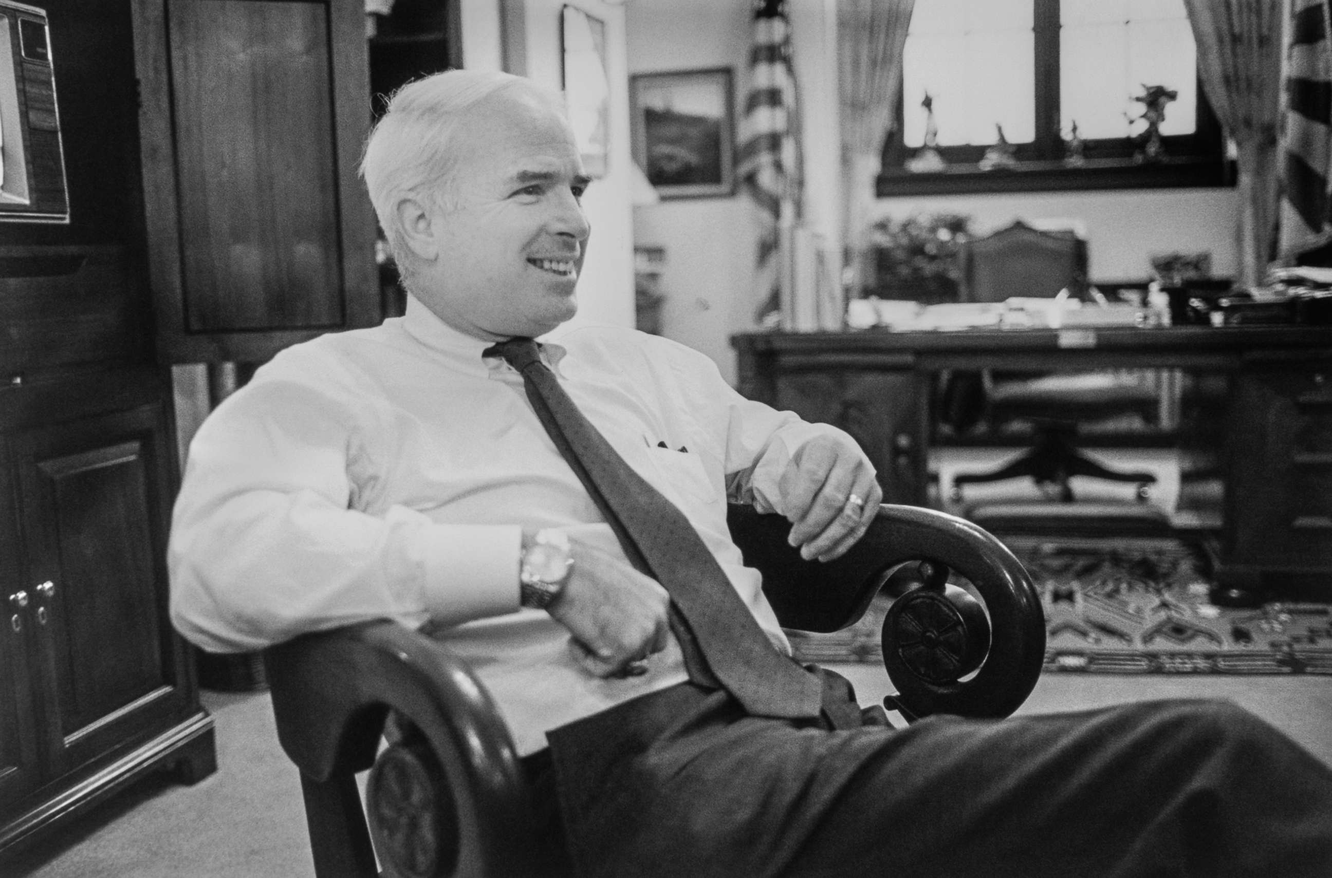 PHOTO: Rep. John McCain in his office on Capitol Hill, Feb. 15, 1990.