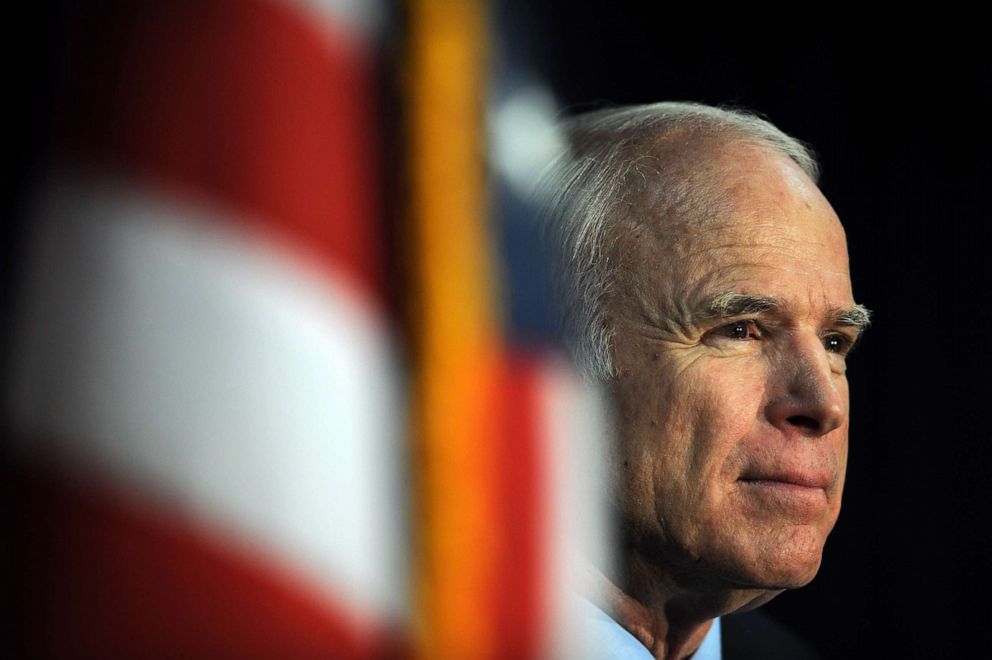 PHOTO: Republican presidential hopeful Senator John McCain addresses a press conference in Beverly Hills, Calif., May 28, 2008.