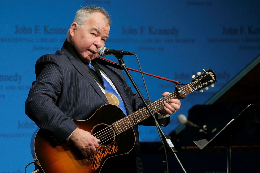 PHOTO: Musician John Prine performs after accepting his PEN New England Song Lyrics of Literary Excellence Award during a ceremony at the John F. Kennedy Library in Boston, on Sept. 19, 2016.