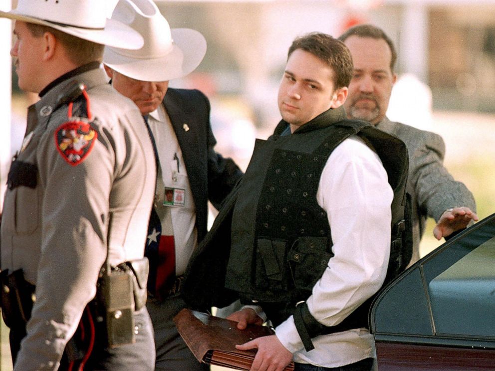 PHOTO: In this file photo taken on Feb. 24, 1999 John William King is escorted into the Jasper County Courthouse for the penalty phase of his capital murder trial in Jasper, Texas.