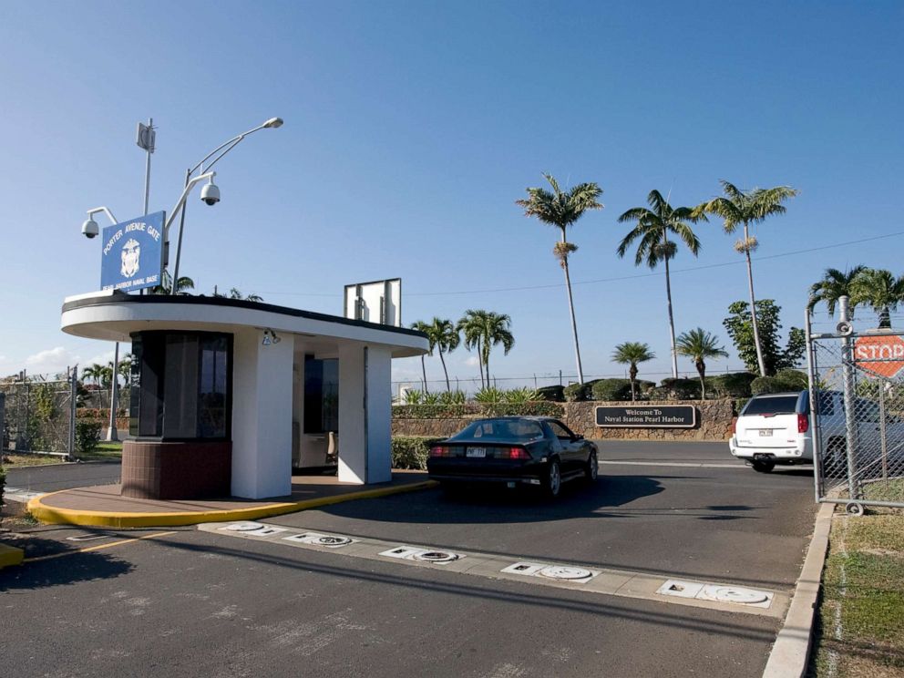 PHOTO: Porter Avenue Gate as seen here from the Hickam Air Force Base side marks the boundary between Hickam Air Force Base and Naval Station Pearl Harbor in Honolulu, Jan. 25, 2010.