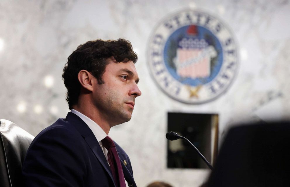 PHOTO: Sen. Jon Ossoff questions Treasury Secretary Janet Yellen during a Senate Banking, Housing and Urban Affairs Committee hearing, Sept. 28, 2021, in Washington, DC.