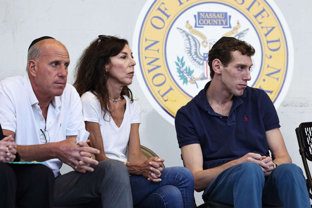 PHOTO: Joseph Borgen, a recent victim of a hate crime, and his family attend a rally denouncing anti-Semitic violence on May 27, 2021, in Cedarhurst, N.Y.