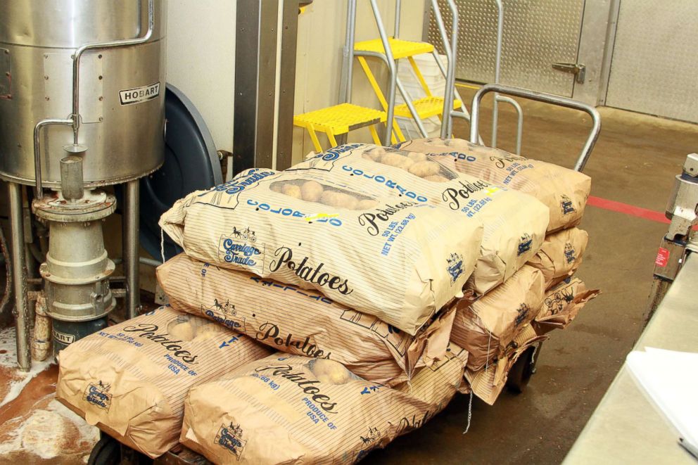 PHOTO: Bags of potatoes sit before the Thanksgiving dinner at Joseph Harp Correctional Center in Oklahoma in 2017.