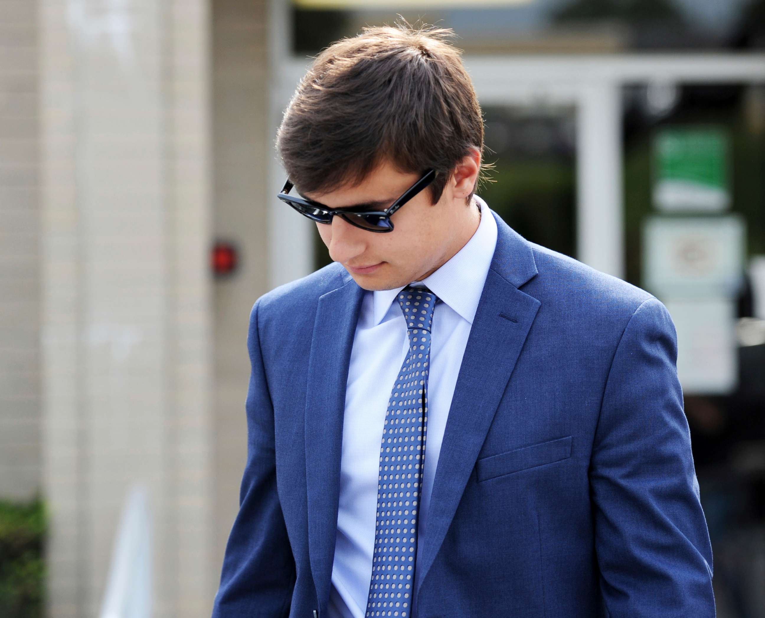 PHOTO: Beta Theta Pi member Joseph Sala leaves the Centre County Courthouse in Bellefonte, Pa., after another day of prelims in this July 10, 2017 file photo.
