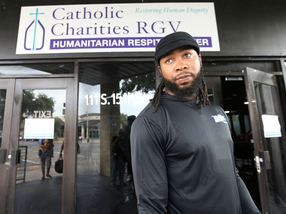 PHOTO: Washington Redskins cornerback Josh Norman is shown outside the Humanitarian Respite Center in McAllen, Texas, where he donated $18,000, June 27, 2019.