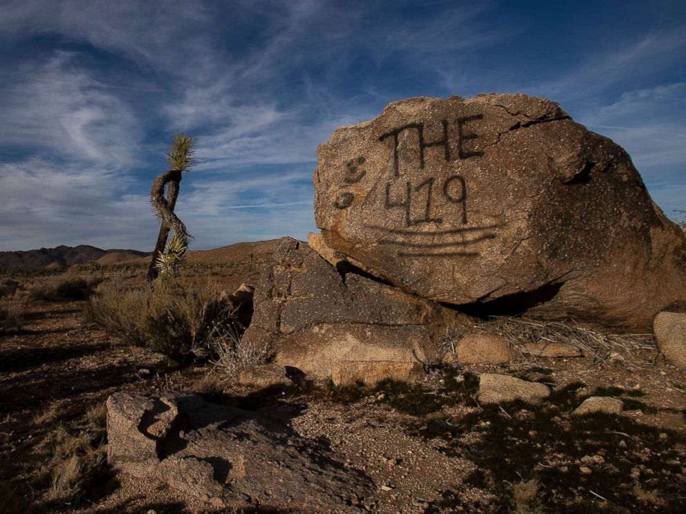 PHOTO: A rock has been vandalized with graffiti in Joshua Tree National Park on Jan. 8, 2019 in Joshua Tree, Calif.