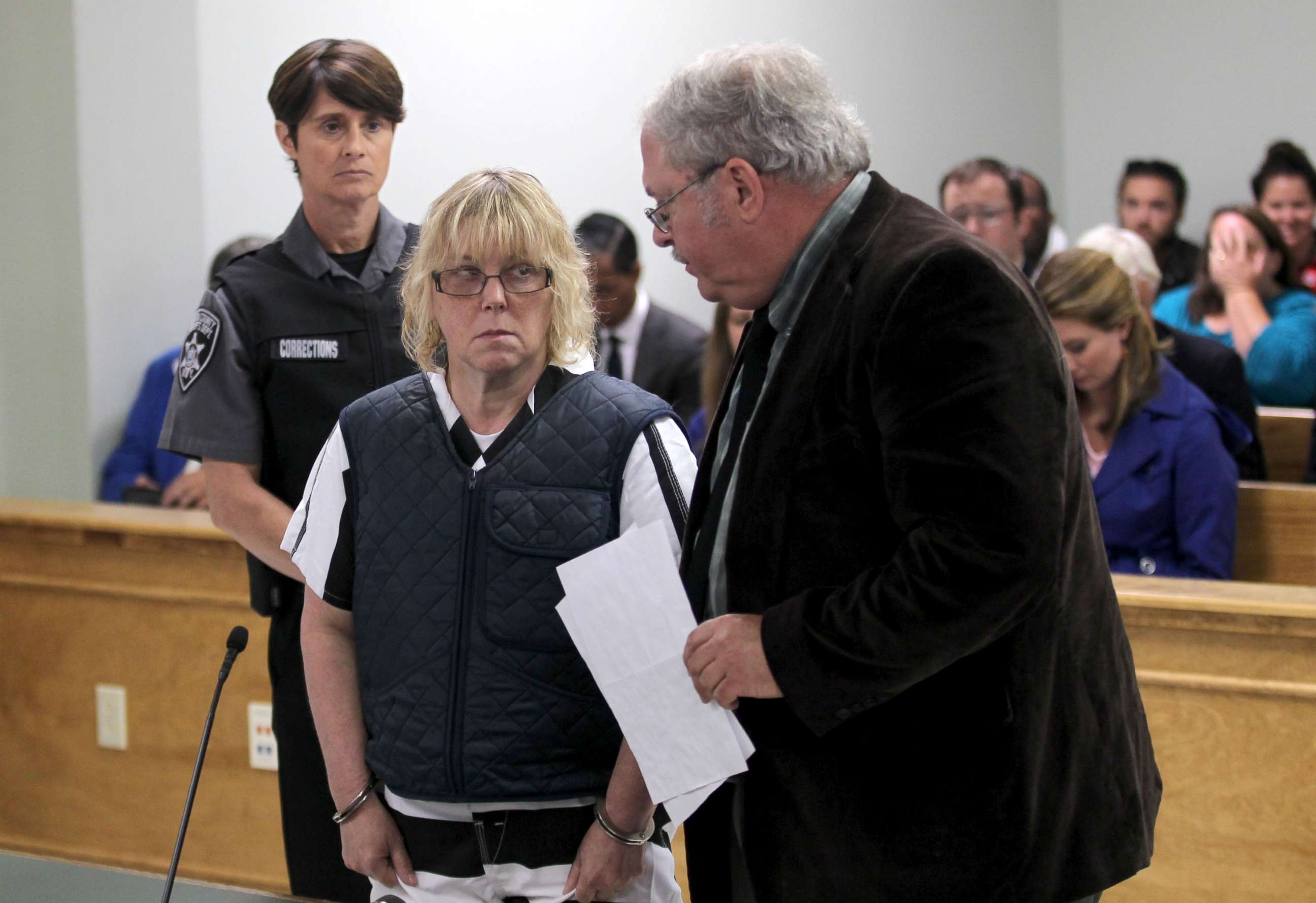 PHOTO: File photo: Joyce Mitchell, left, appears with her lawyer Stephen Johnston before Judge Buck Rogers in Plattsburgh City Court on June 15, 2015, in Plattsburgh, New York. 