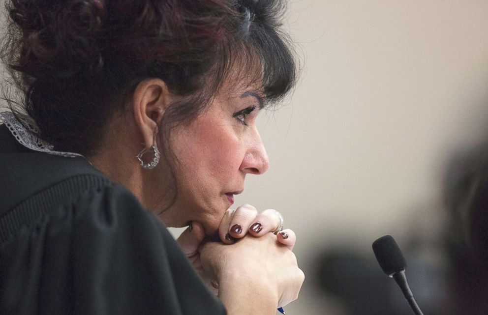 PHOTO: Judge Rosemarie Aquilina listens during court proceedings in the sentencing phase for Dr. Larry Nassar who is facing prison on multiple counts of sexual abuse of minors, in Lansing, Mich., Jan. 24, 2018.