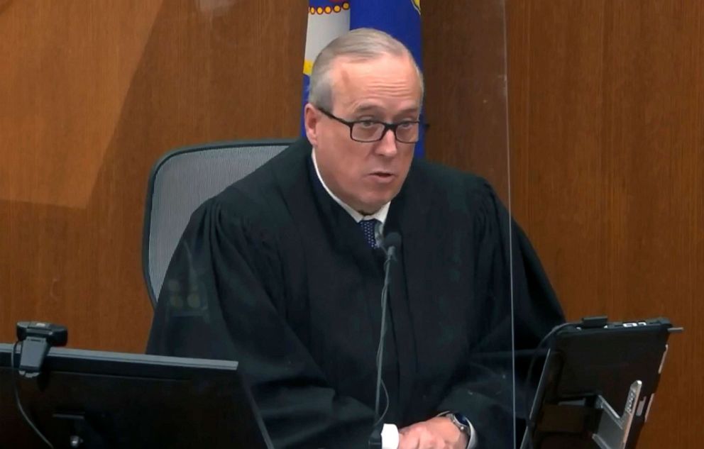 PHOTO: Hennepin County Judge Peter?Cahill presides over jury selection in the trial of former Minneapolis police officer Derek Chauvin, March 9, 2021, at the Hennepin County Courthouse in Minneapolis.